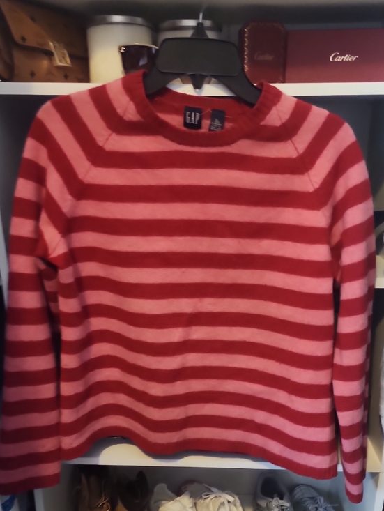 GAP Sweaters - GAP Red and Pink Striped Crewneck Sweater